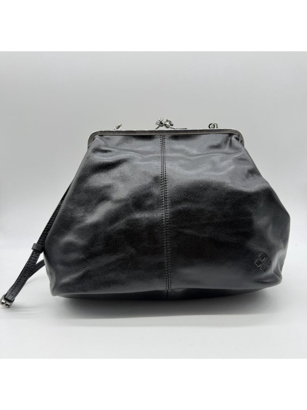 PATRICIA NASH Vivienne smooth leather large clutch crossbody + Dust bag Black